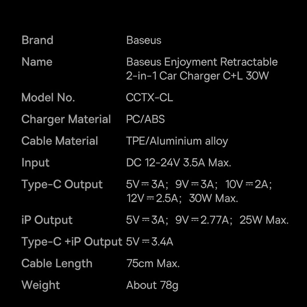 Baseus Enjoyment 2in1 billader 30W svart (CGTX000001)