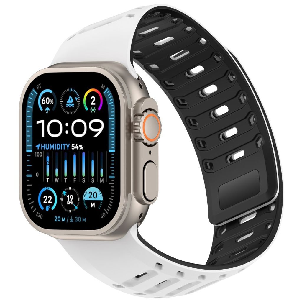 Apple Watch 49/46/44/42mm Klockarmband i Silikon Magnetisk - Vit/Svart