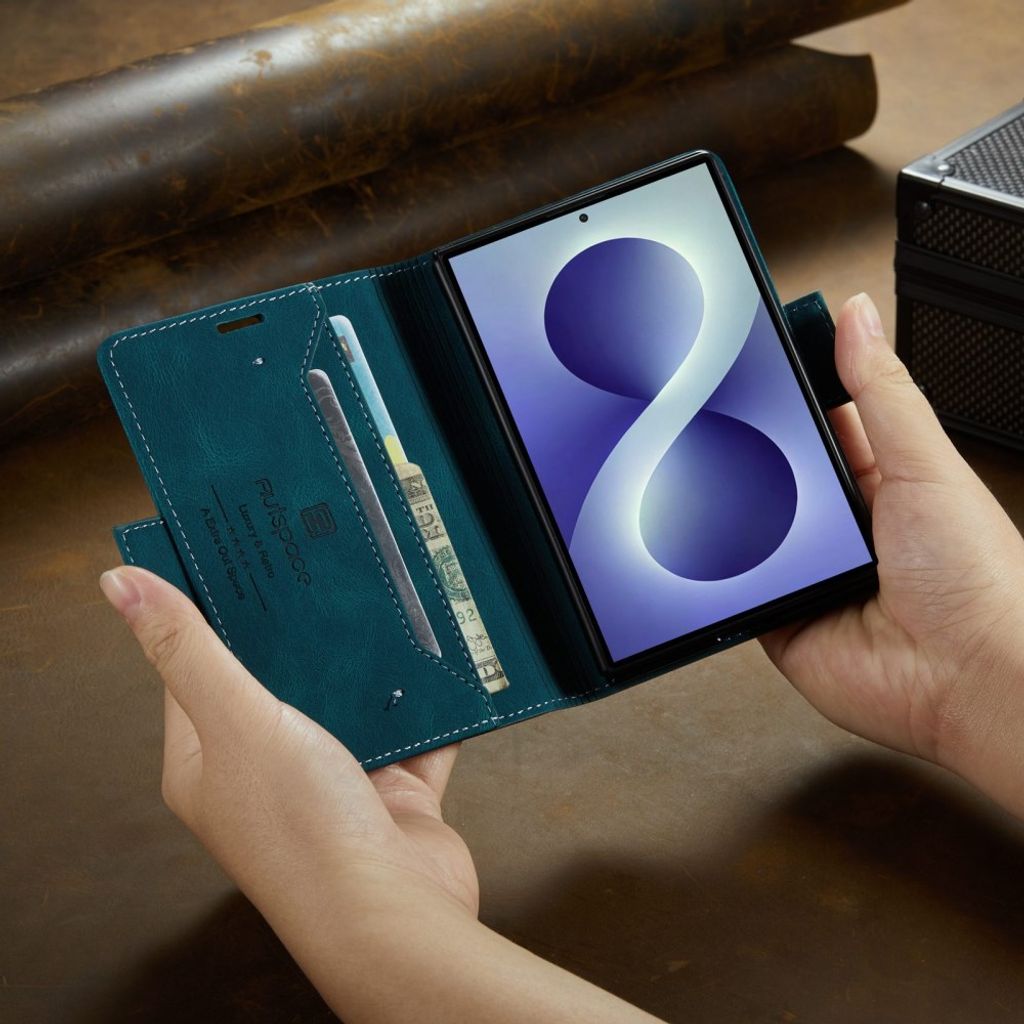AUTSPACE Samsung Galaxy Z Fold8 Flip Cover i PU-læder med RFID-blokering - Blå