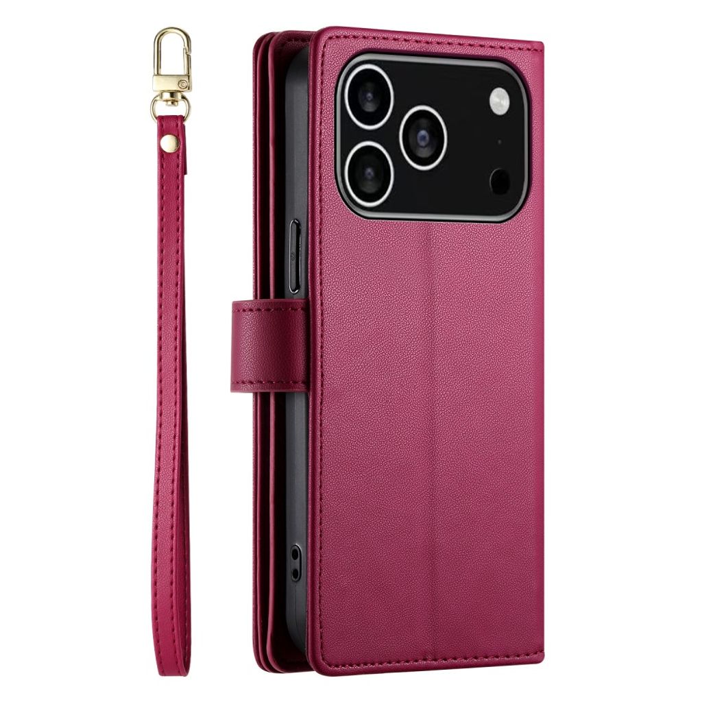 iPhone 17 Pro Plånboksfodral med Bärrem - Röd