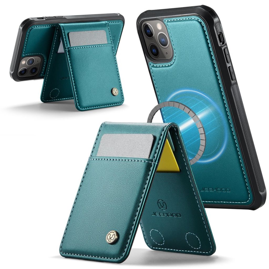JEEHOOD iPhone 11 Pro Max Plånboksskal MagSafe RFID-blockerande – Blå