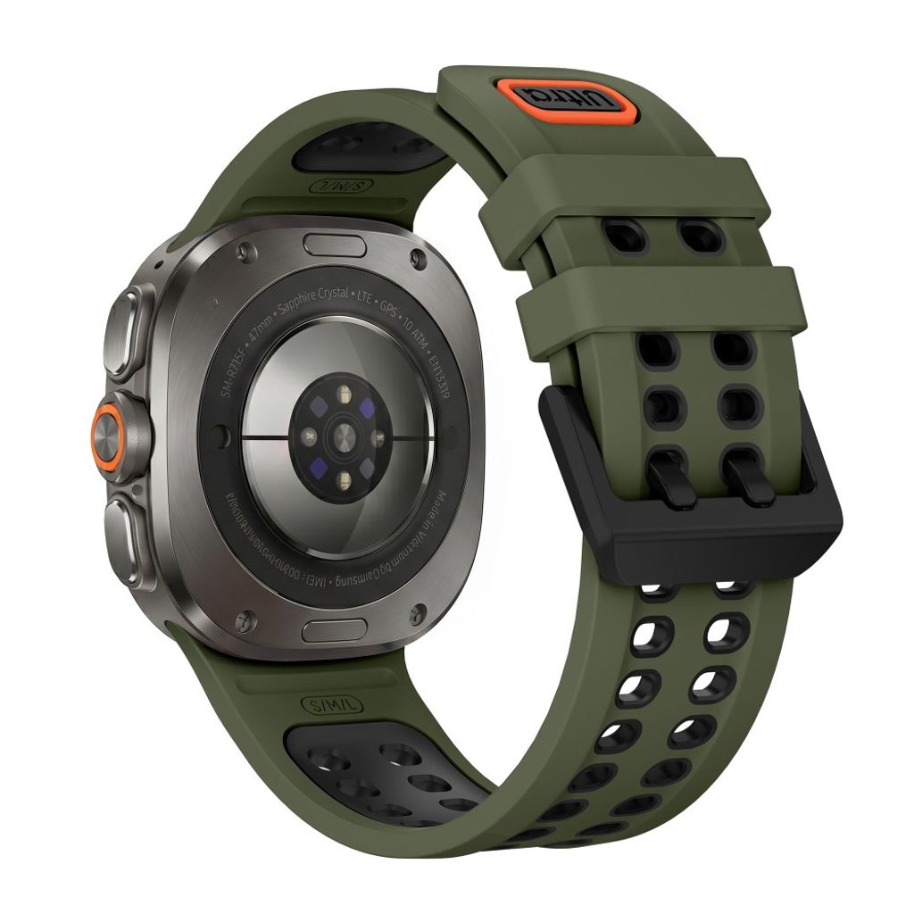Samsung Galaxy Watch Ultra/Ultra2 Tofarget silikon klokkerem med dobbel spenne - Grønn/Svart