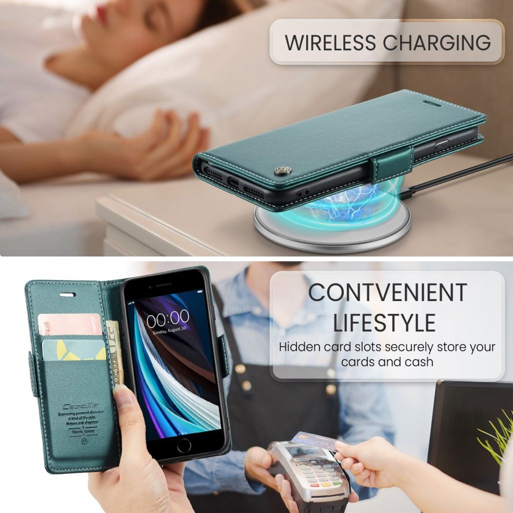 CASEME iPhone 6/6s/7/8/SE 2020/2022 Fodral med Kortfack - Grön