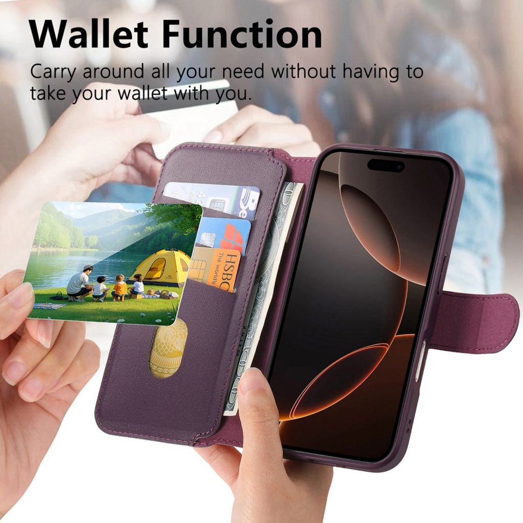 CASENEO iPhone 16 Pro Max Plånboksfodral MagSafe RFID-funktion – Lila