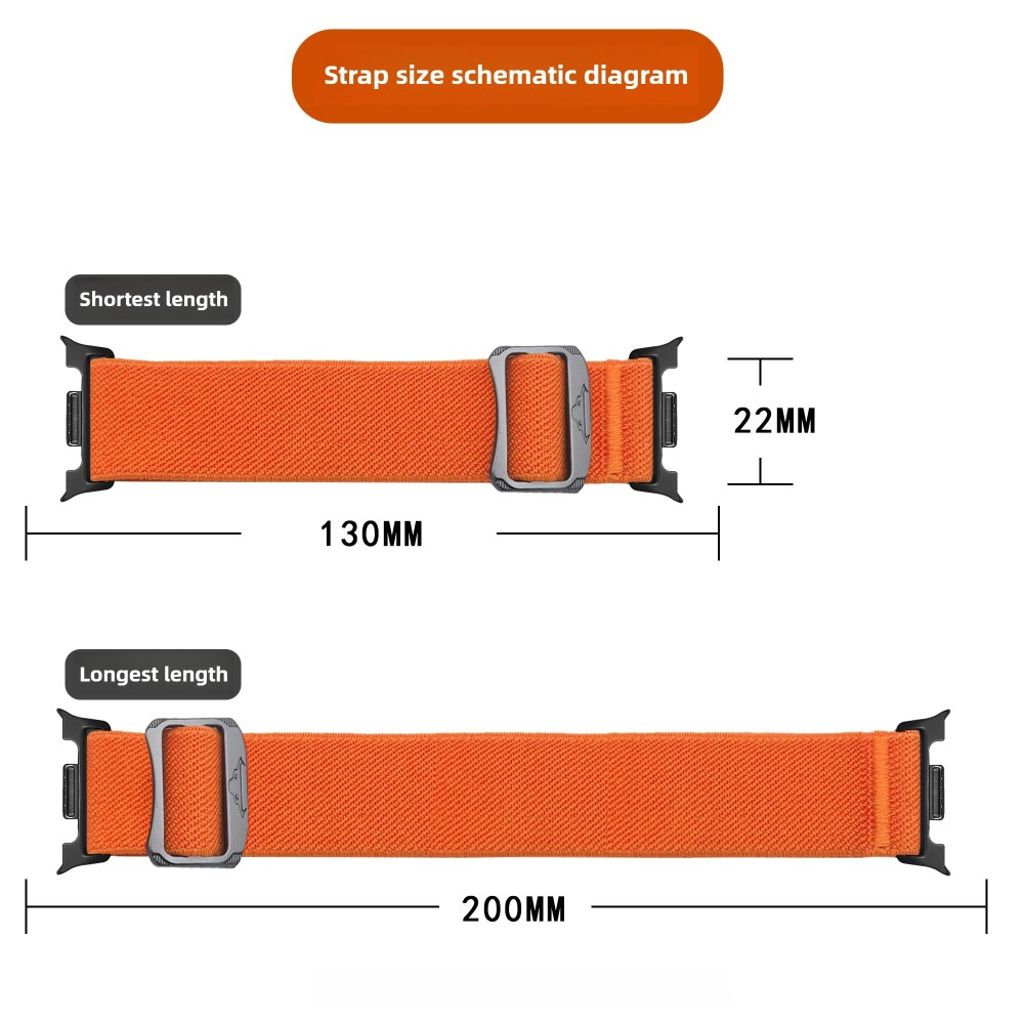 Samsung Galaxy Watch8 44 mm jne. Kellonranneke, Nylon - oranssi