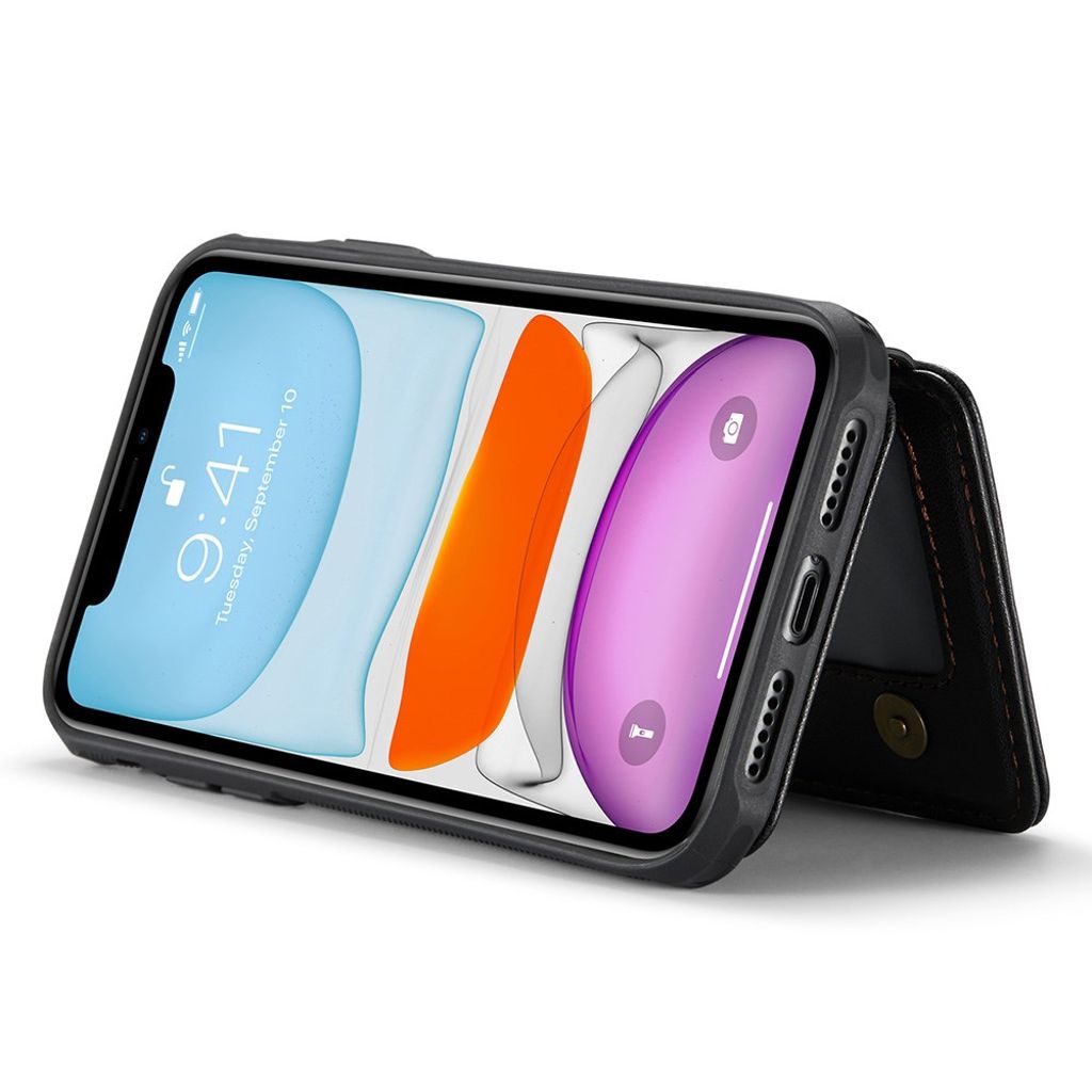 JEEHOOD iPhone 11 Lompakkokuori Irrotettava Korttipussi – Musta