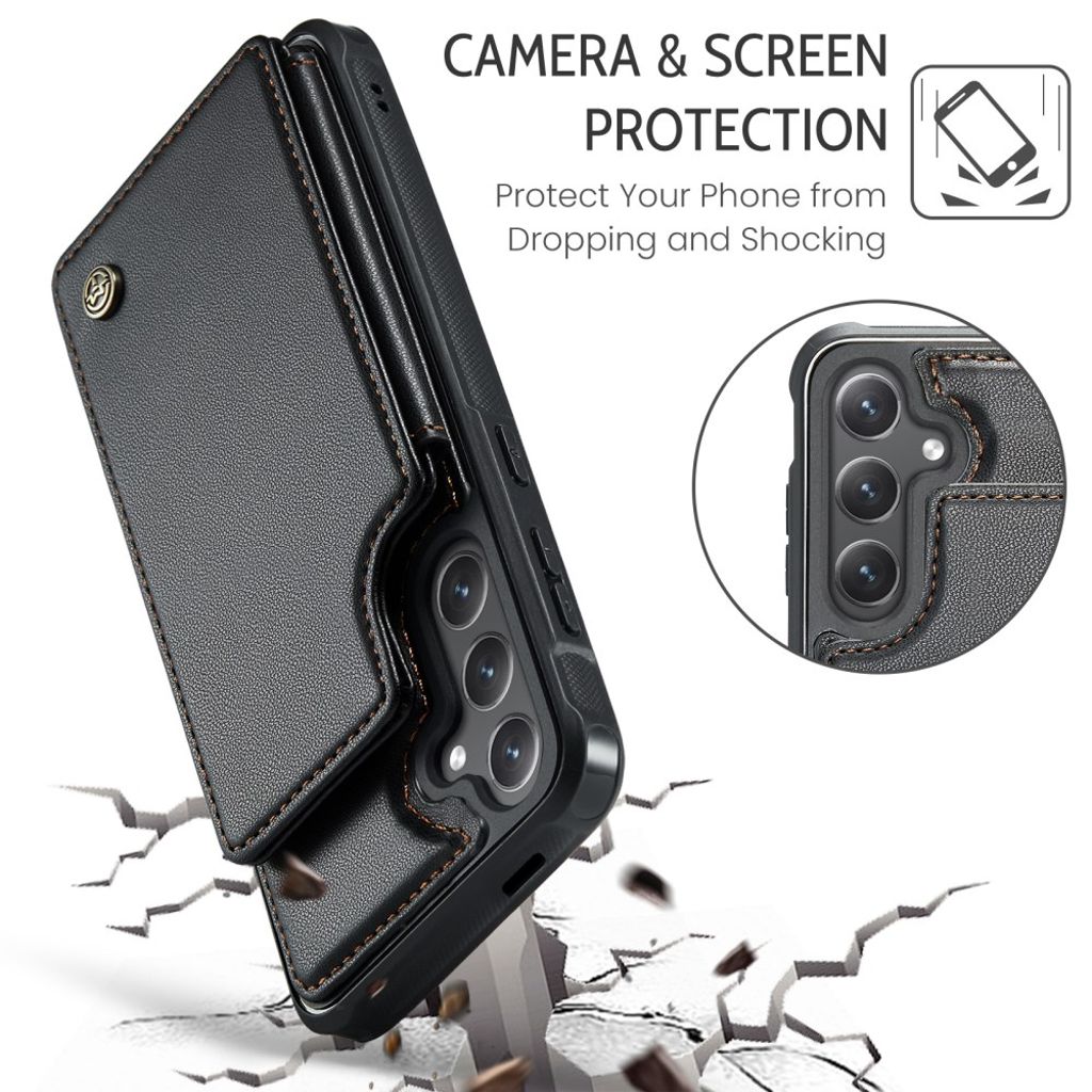 CASEME Samsung Galaxy S25 FE Deksel med Lommebok - Svart