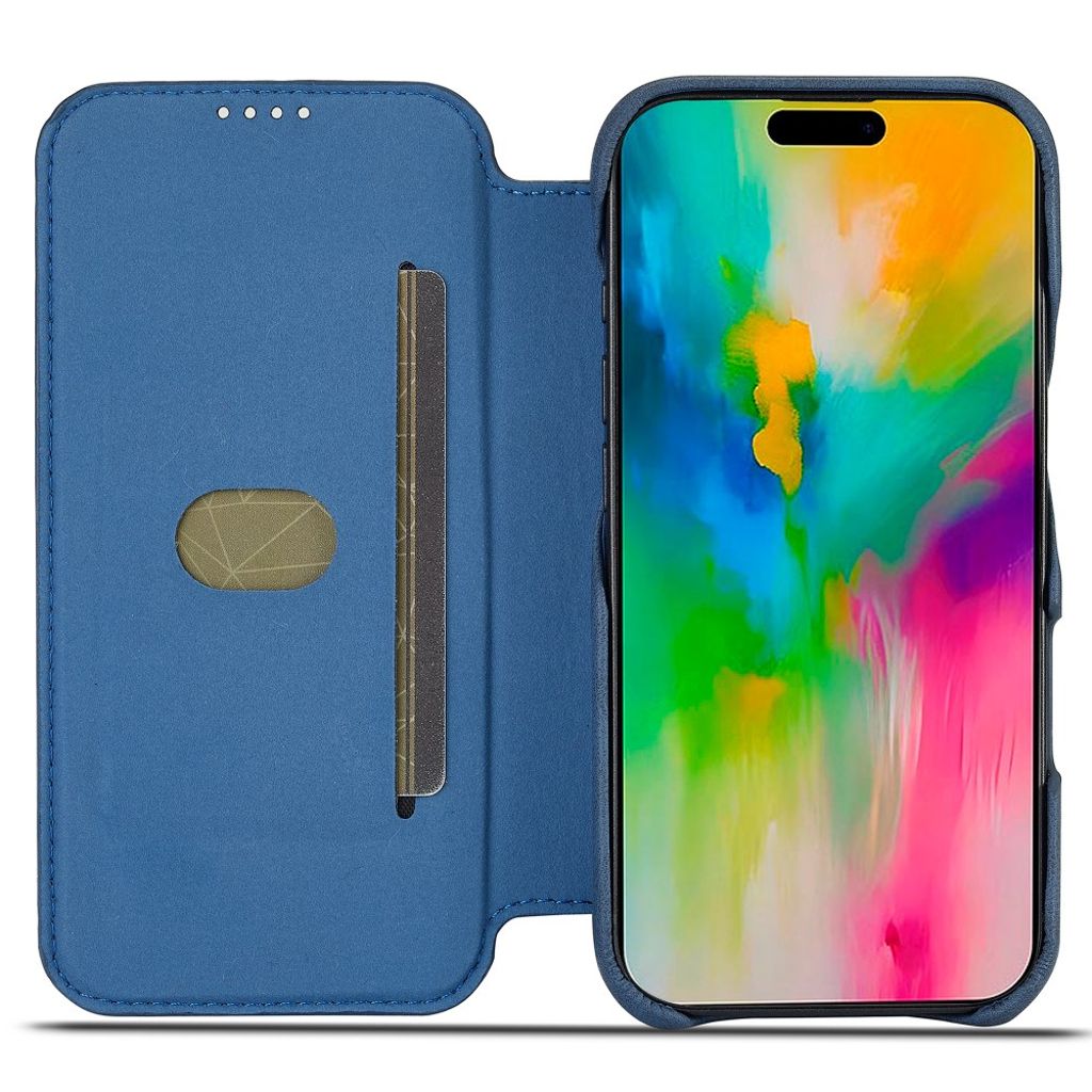 LC.IMEEKE iPhone 16 Pro Max Wallet Cover Card Holder Stand – Blue