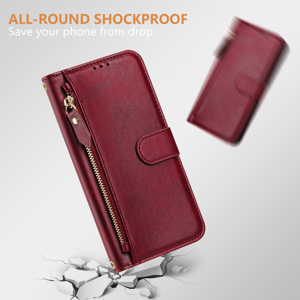 Xiaomi 17T Pro Lompakkokotelo vetoketjulla - Punainen