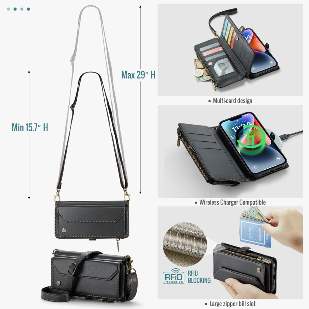 CASEME iPhone 14 Plus Wallet Cover RFID-blockerande - Svart