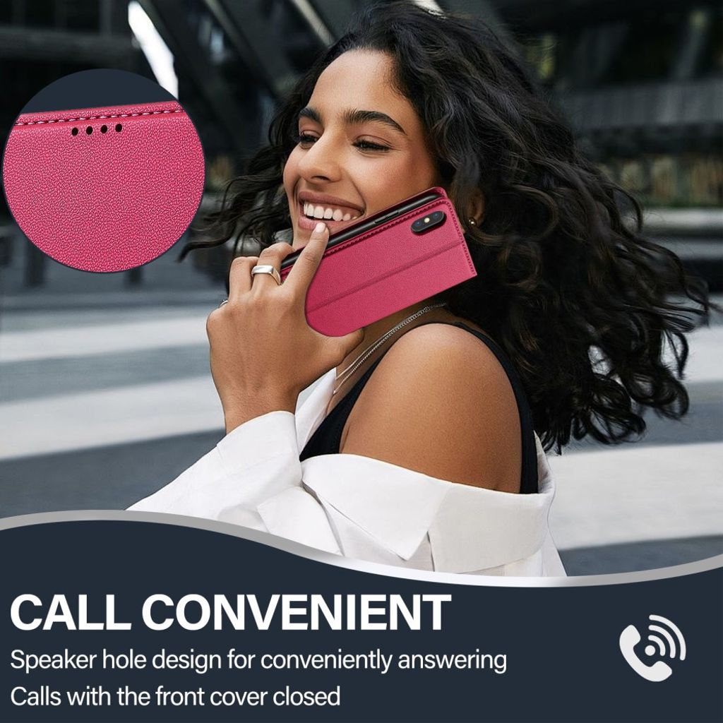 LC.IMEEKE iPhone XS Max Pungetui med Stativ – Rød