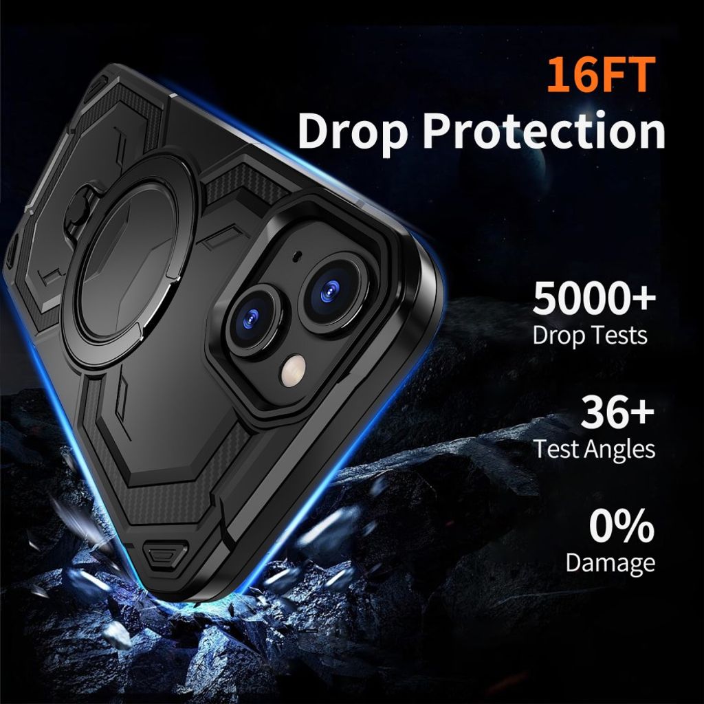 iPhone 13 Magnetic Ring Kickstand Case - Black