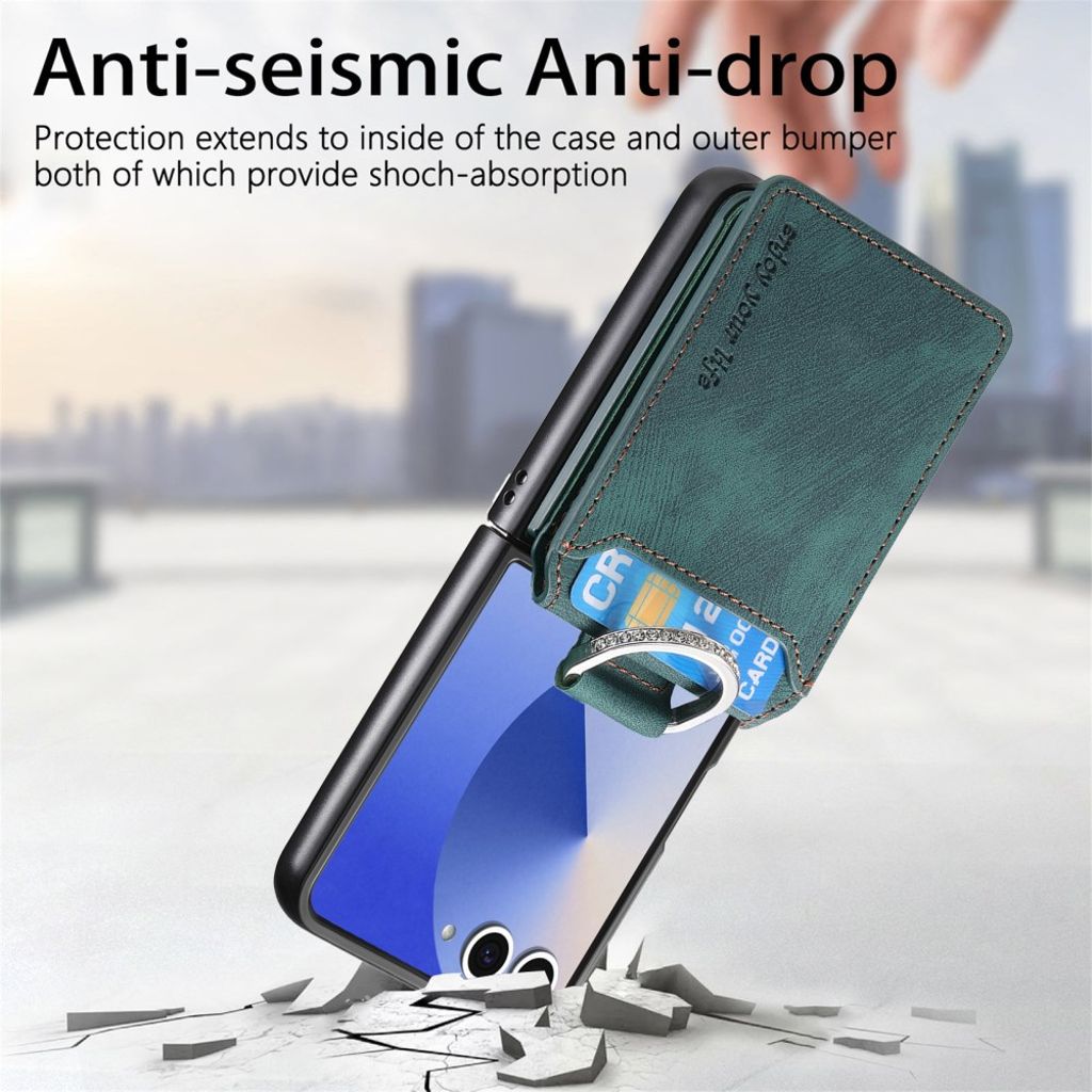 Samsung Galaxy Z Flip7 5G Cover med Ringholder - Grøn