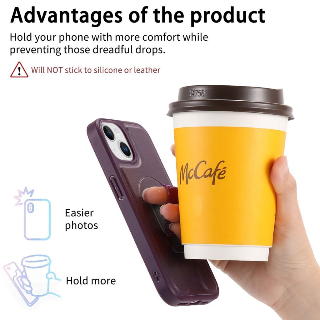 iPhone 14/iPhone 13 MagSafe Compatible Case Wrist Strap - Purple