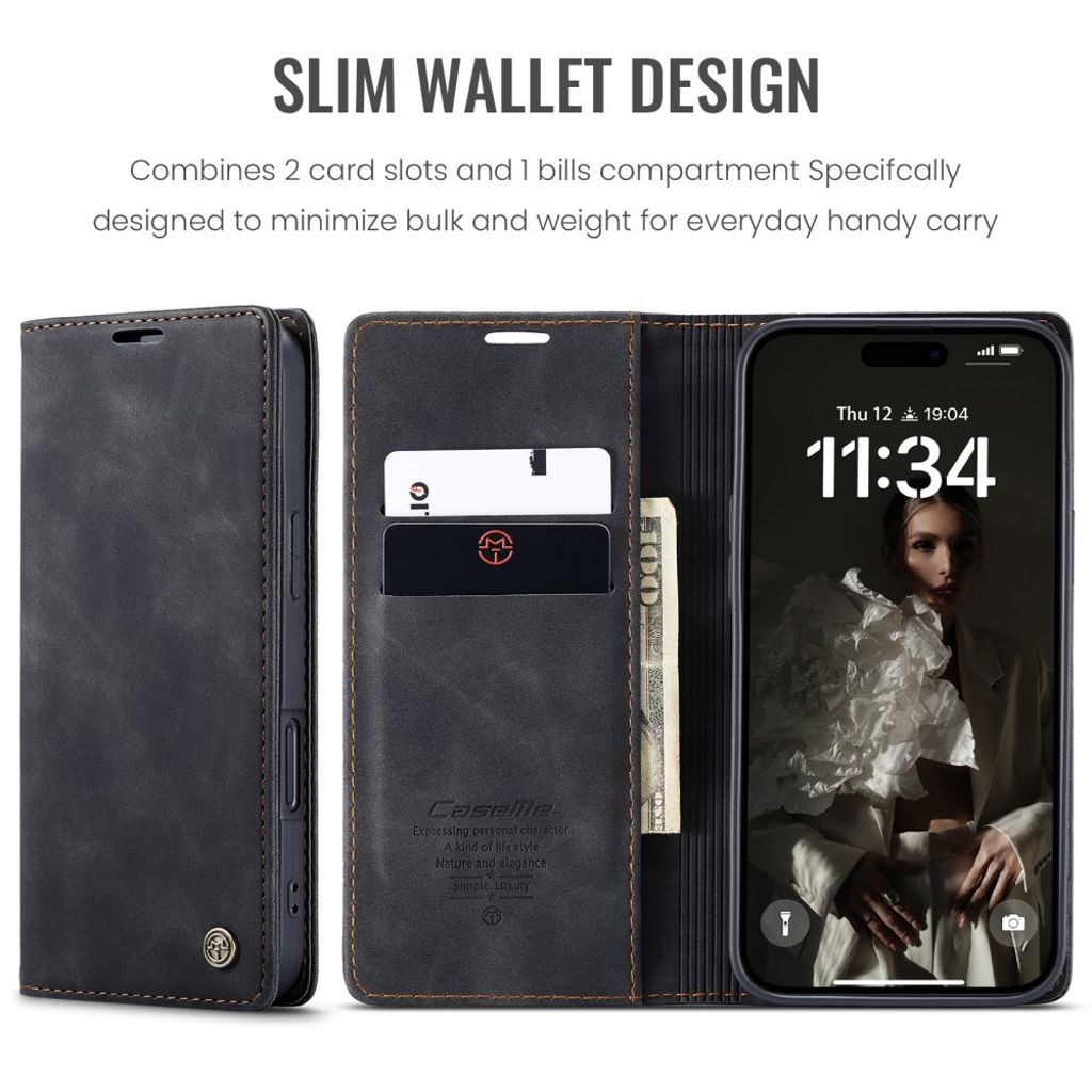 CASEME iPhone 17 Lompakkokotelo Korttipaikka - Musta