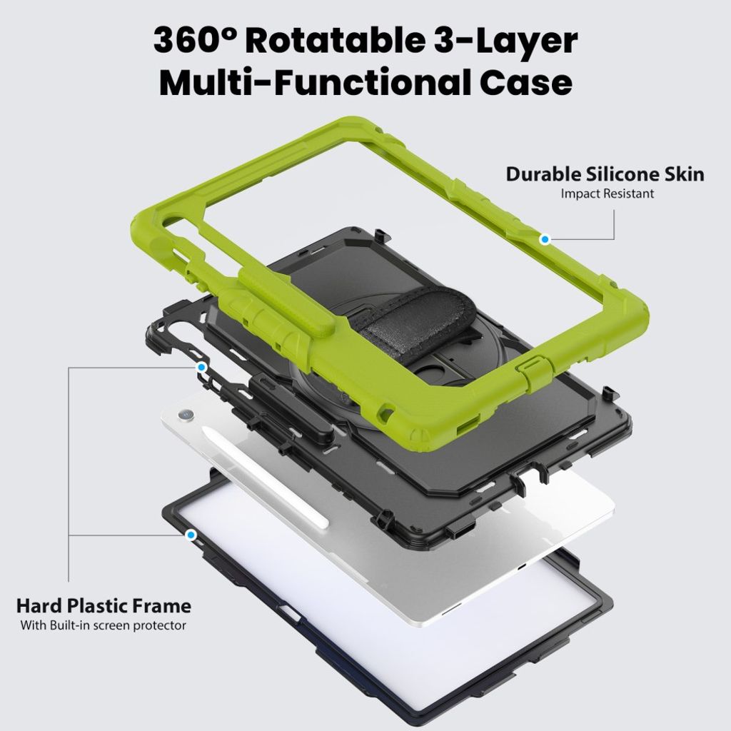 Samsung Galaxy Tab S10 FE Plus Case with Shoulder Strap - Green