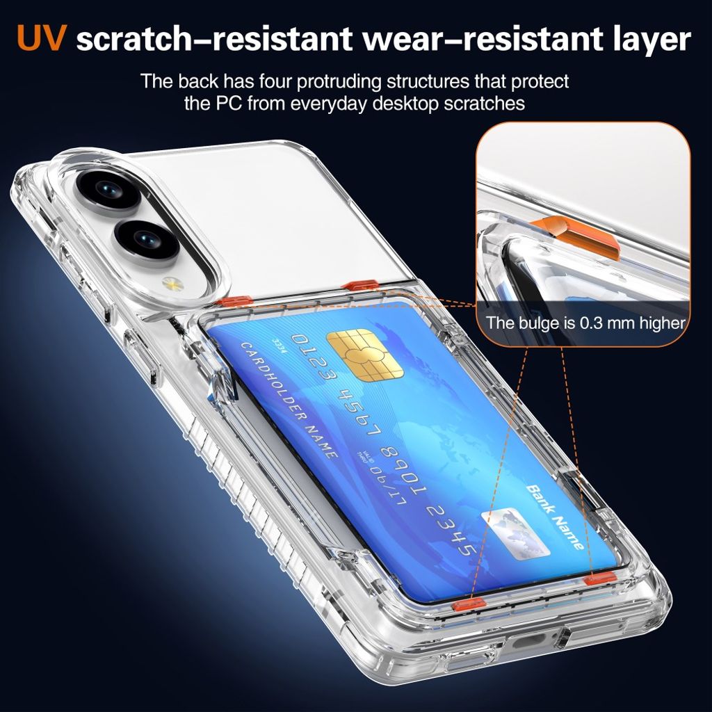 Samsung Galaxy S25 Edge Cover Kortholder/Stativ - Gennemsigtig