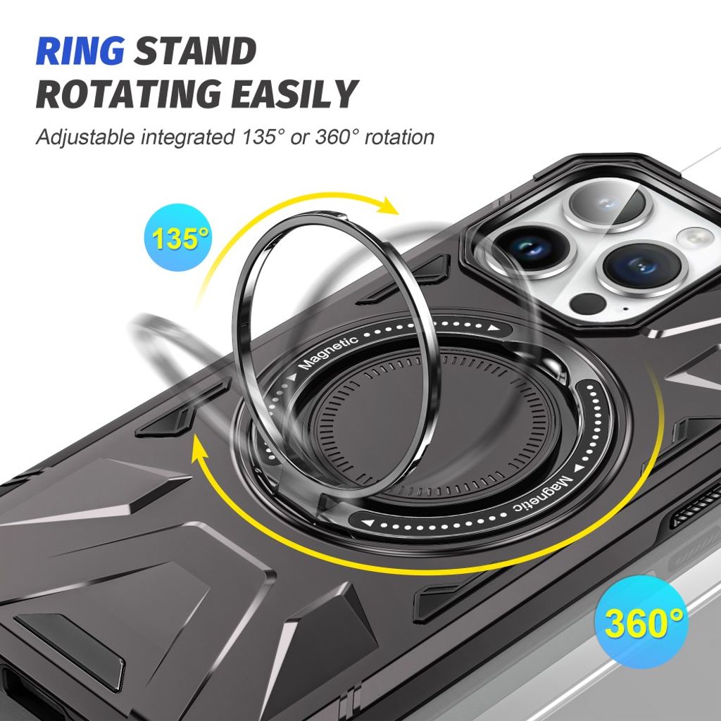 iPhone 12 Pro Max Cover med Ringholder - Mørkegrå