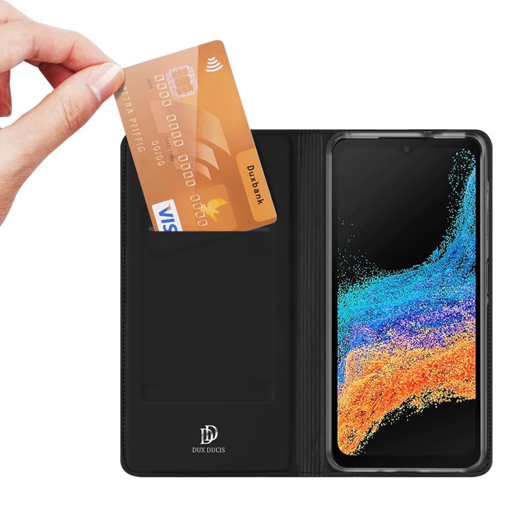DUX DUCIS mobiletui med kortholder for Samsung Galaxy XCover7 Pro – Svart