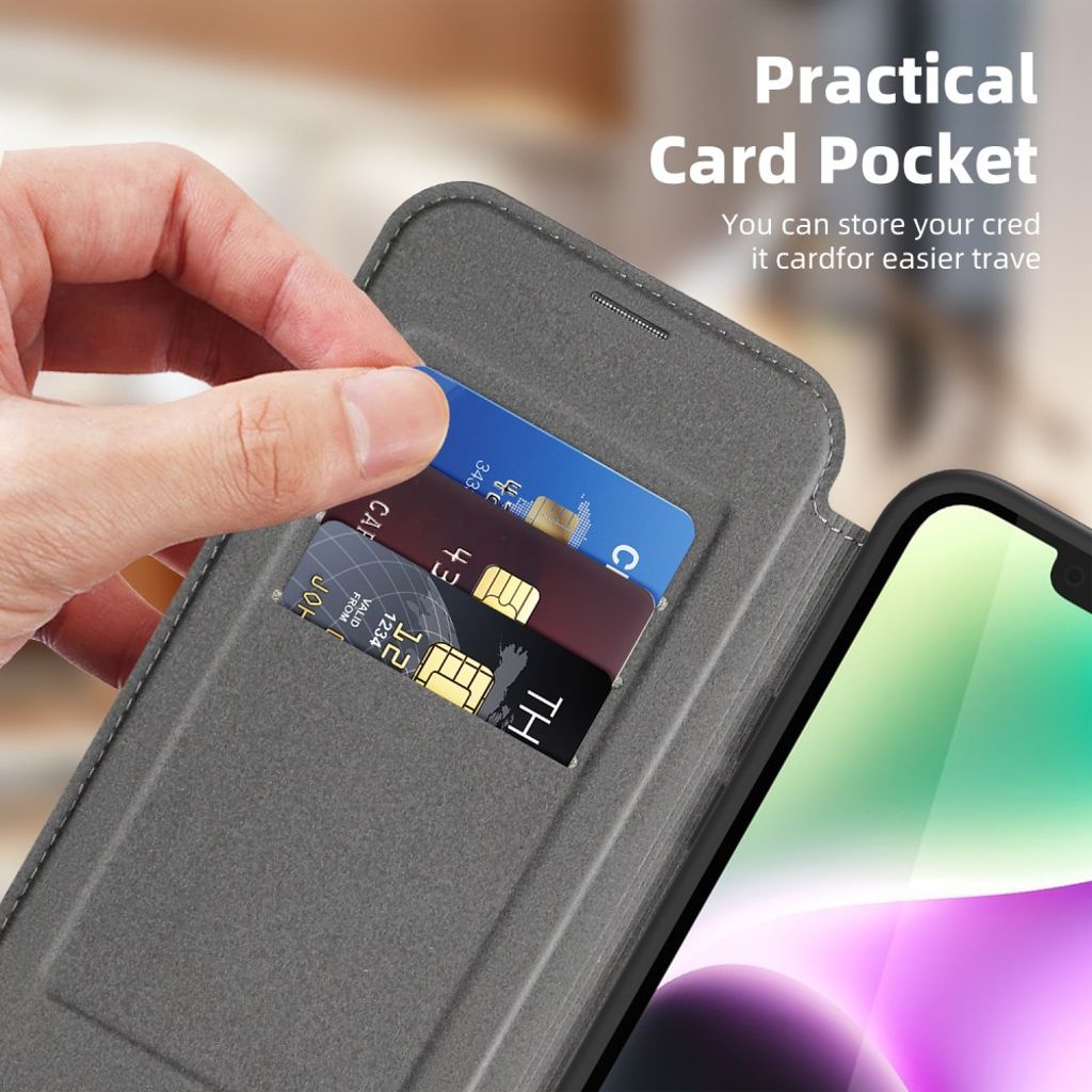 iPhone 14 Plus Lommeboketui MagSafe RFID-blokkerende - Titan Grå