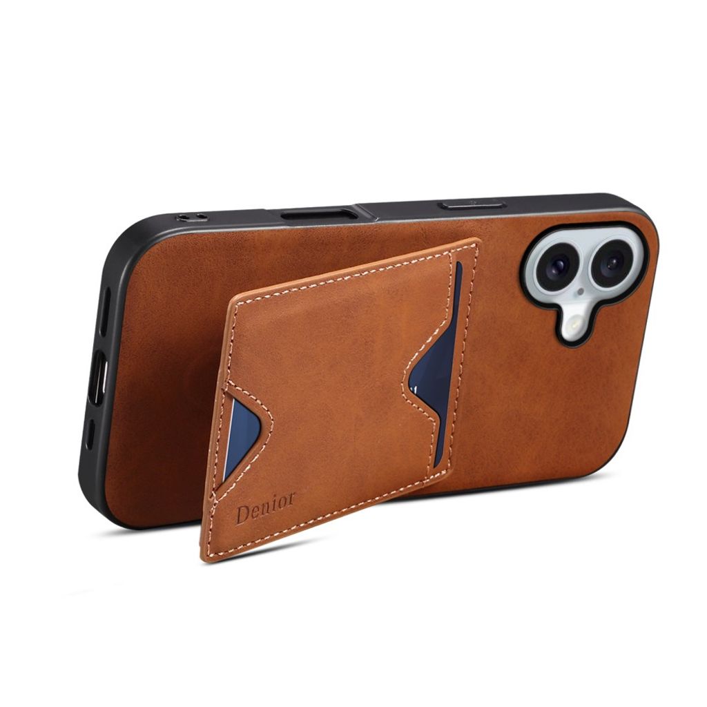 DENIOR iPhone 17 Cover med Stativ - Brun