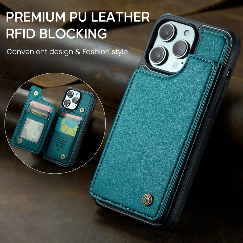 CASEME C22 iPhone 14 Pro Max Wallet Case RFID Blocking - Green