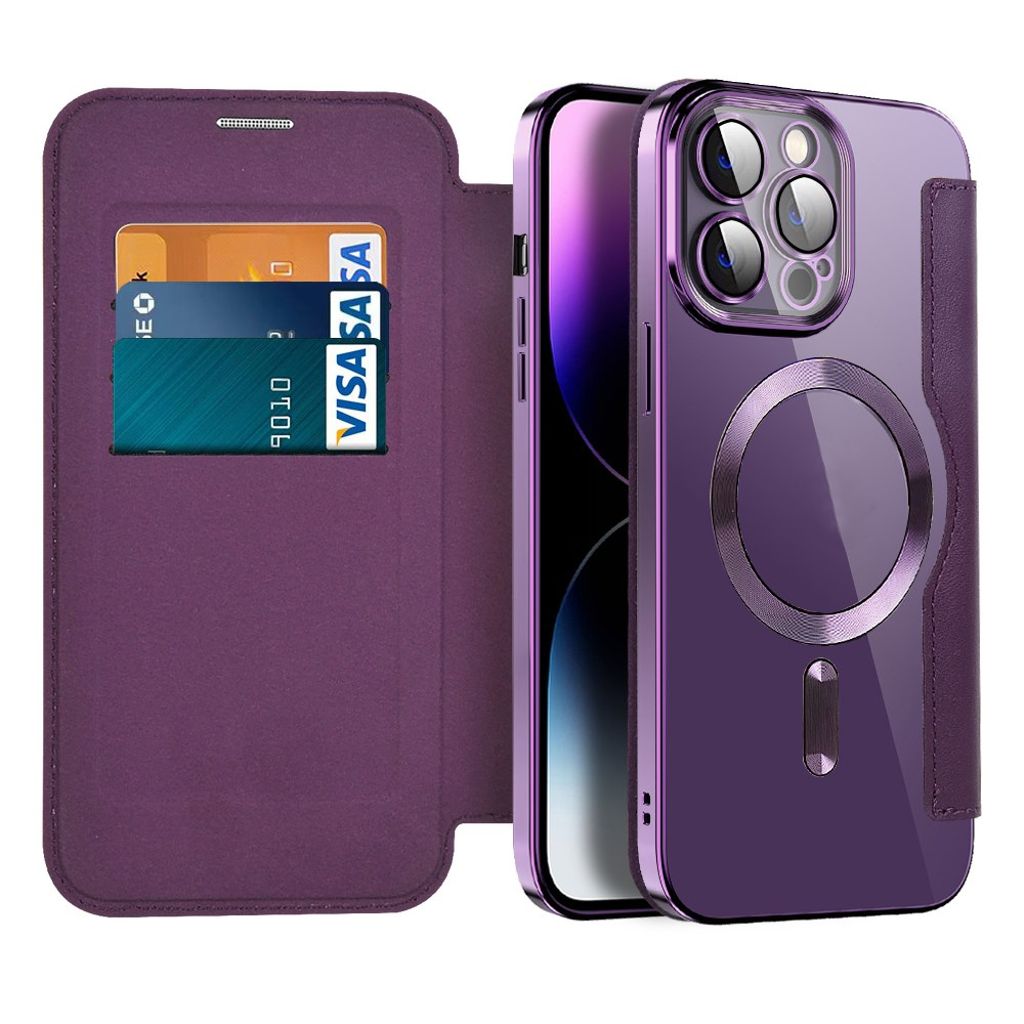 iPhone 14 Pro Max Wallet Cover MagSafe RFID - Purple