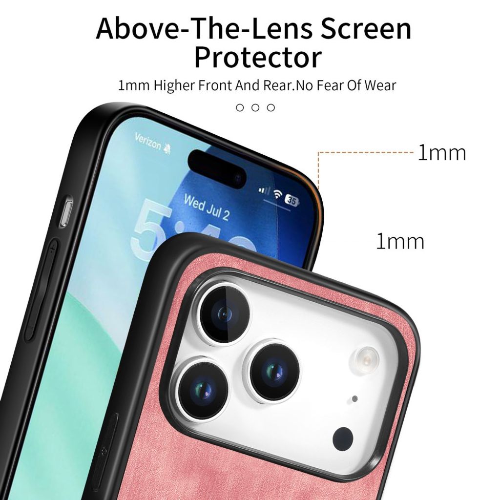 iPhone 18 Pro Max/17 Pro Max Skal i PU-läder - Rosa