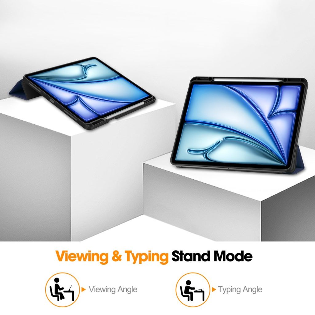 iPad Air 13" 2026/2025/2026 Tri-fold flip cover med holder til styluspen - Blå