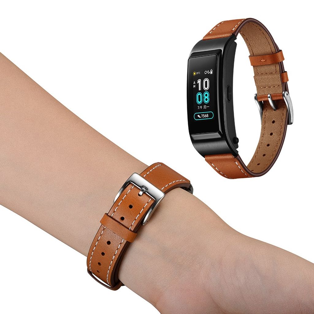 Garmin Vivoactive 4S/3S/Huawei TalkBand B5 ja muut. Kellon ranneke aitoa nahkaa – ruskea