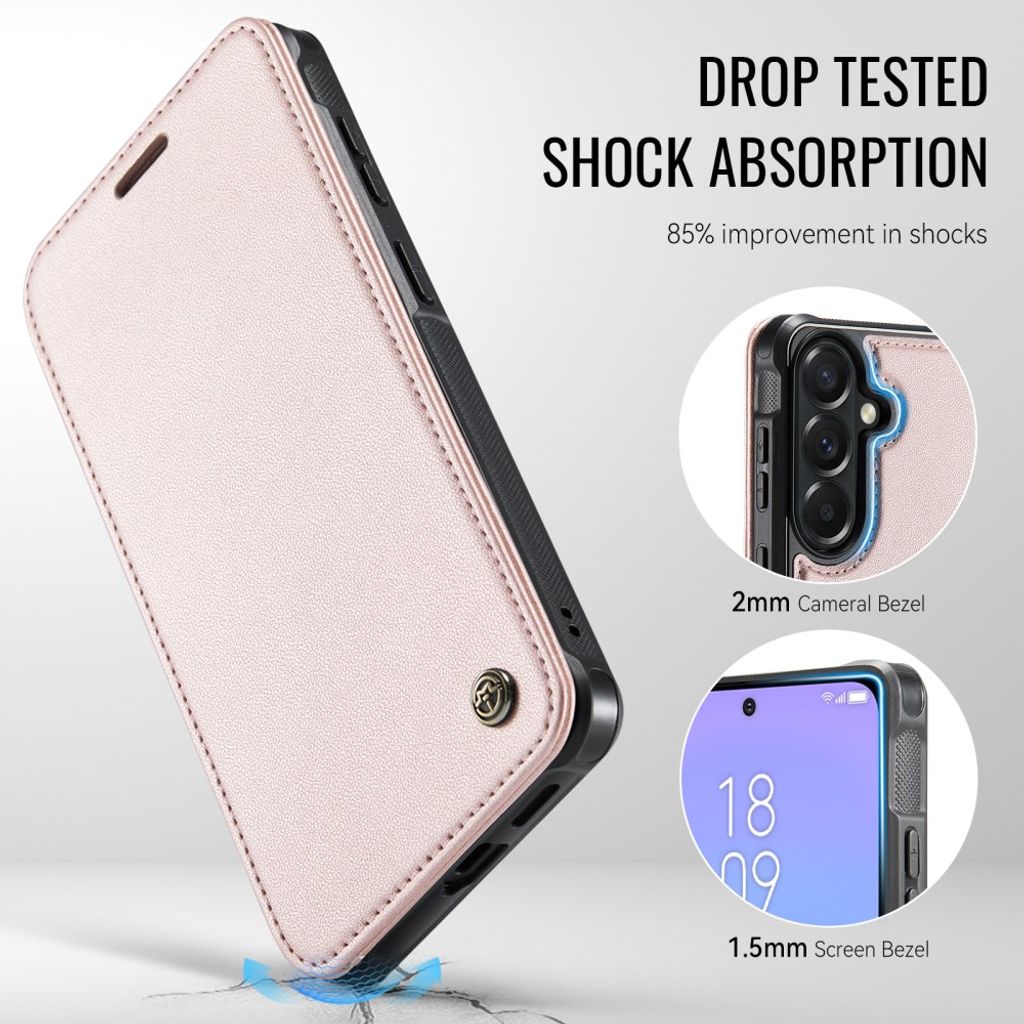 CASEME 053 Samsung Galaxy A17/A16/A26 Lompakkokotelo MagSafe RFID-estävä - Vaaleanpunainen