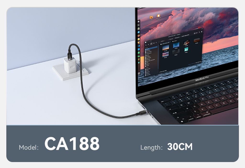 Yesido CA188 USB-C til USB-C-kabel 60 W hurtiglading 0,3 m – svart