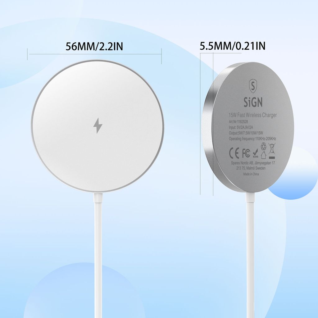 SiGN MagSafe -laturi Qi 15W, USB-C - valkoinen