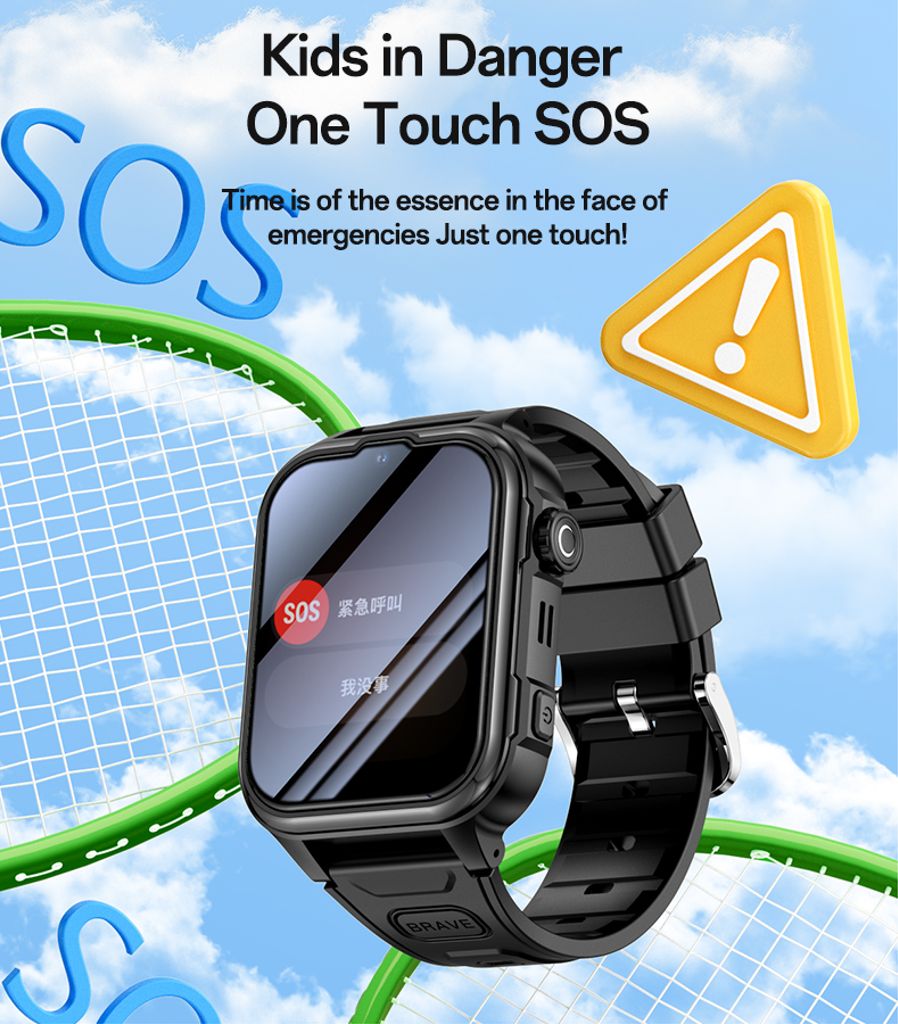 Yesido Børne Smartwatch 4G GPS Tracking / Videoopkald / SOS - Sort