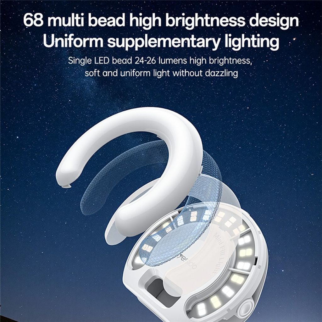 YESIDO DH13 Selfie Ringlampe med LED-klip – 3 lystilstande