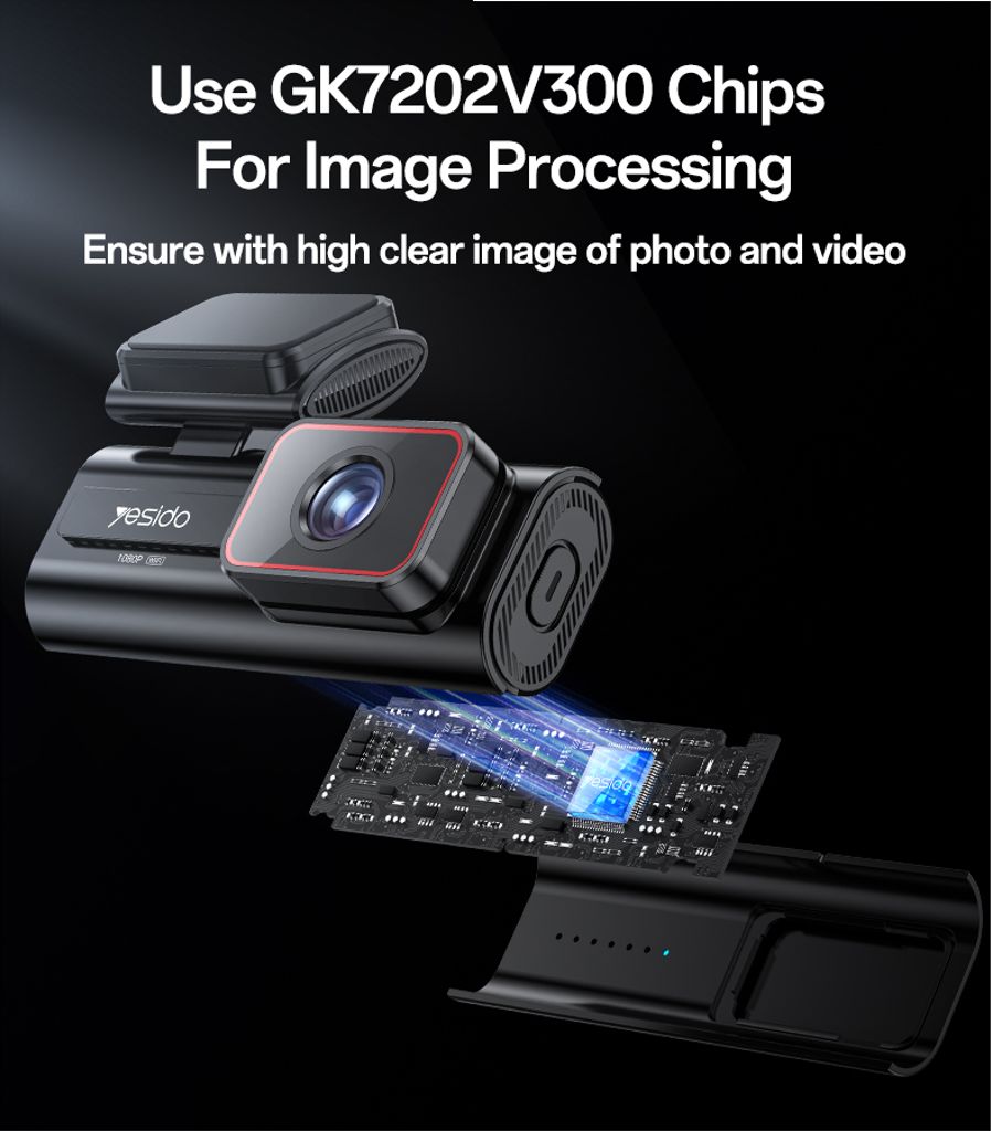 YESIDO KM21 Autokamera 1080P HD 145° Laajakulma – Musta