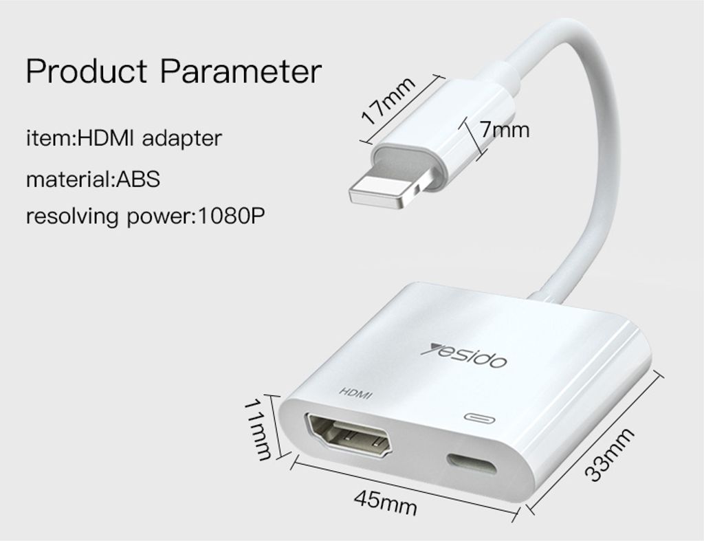 YESIDO HM06 Lightning til HDMI lyd- og videoadapter