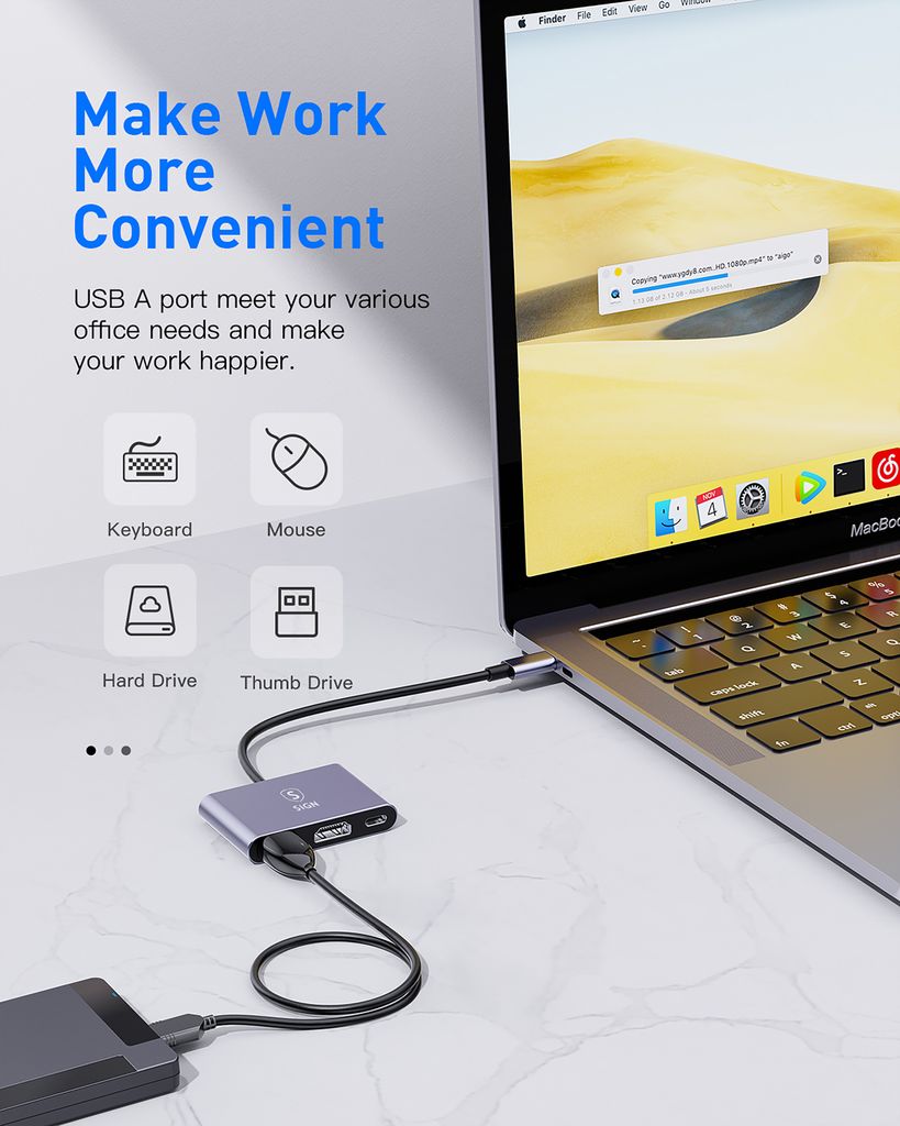 SiGN USB-C Hub till USB-A 3.0 / USB-C PD 100W / HDMI 4K@30Hz ...
