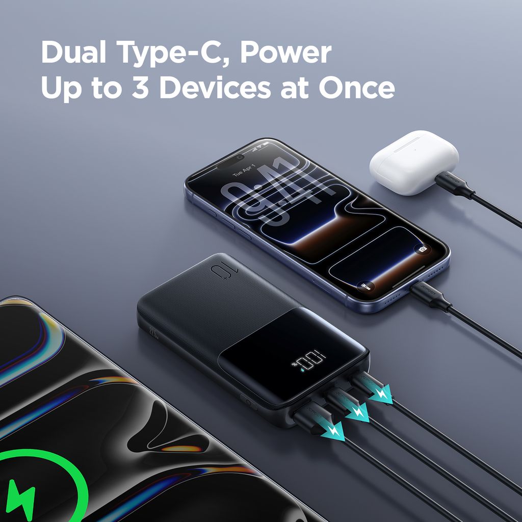 JOYROOM JR-QP191 Mini Powerbank 10 000 mAh med 22,5 W hurtiglading - Svart