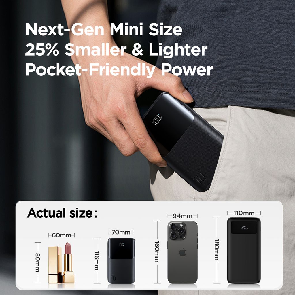 JOYROOM JR-QP191 Mini Powerbank 10 000 mAh med 22,5 W hurtiglading - Hvit