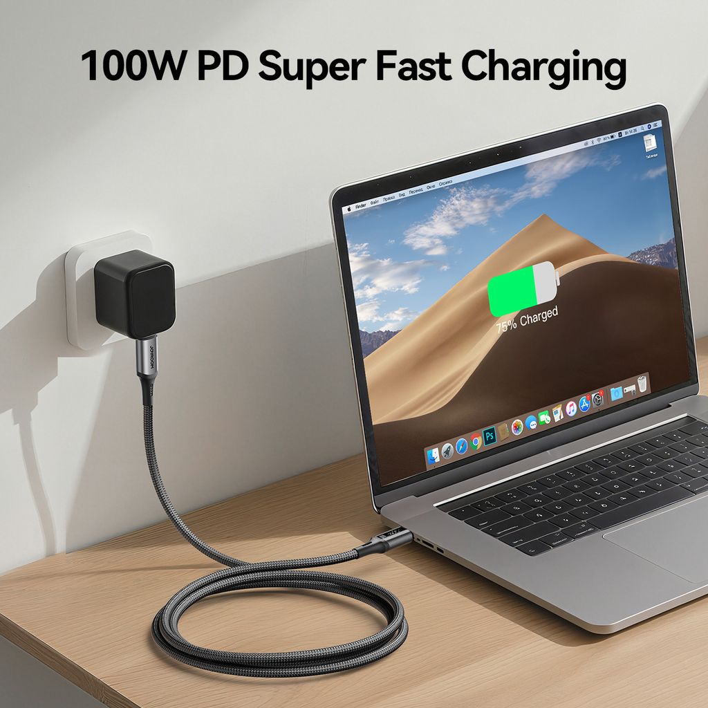 Joyroom S-A60 hurtigopladerkabel USB-C til USB-C 100W – 1,2 m, sort