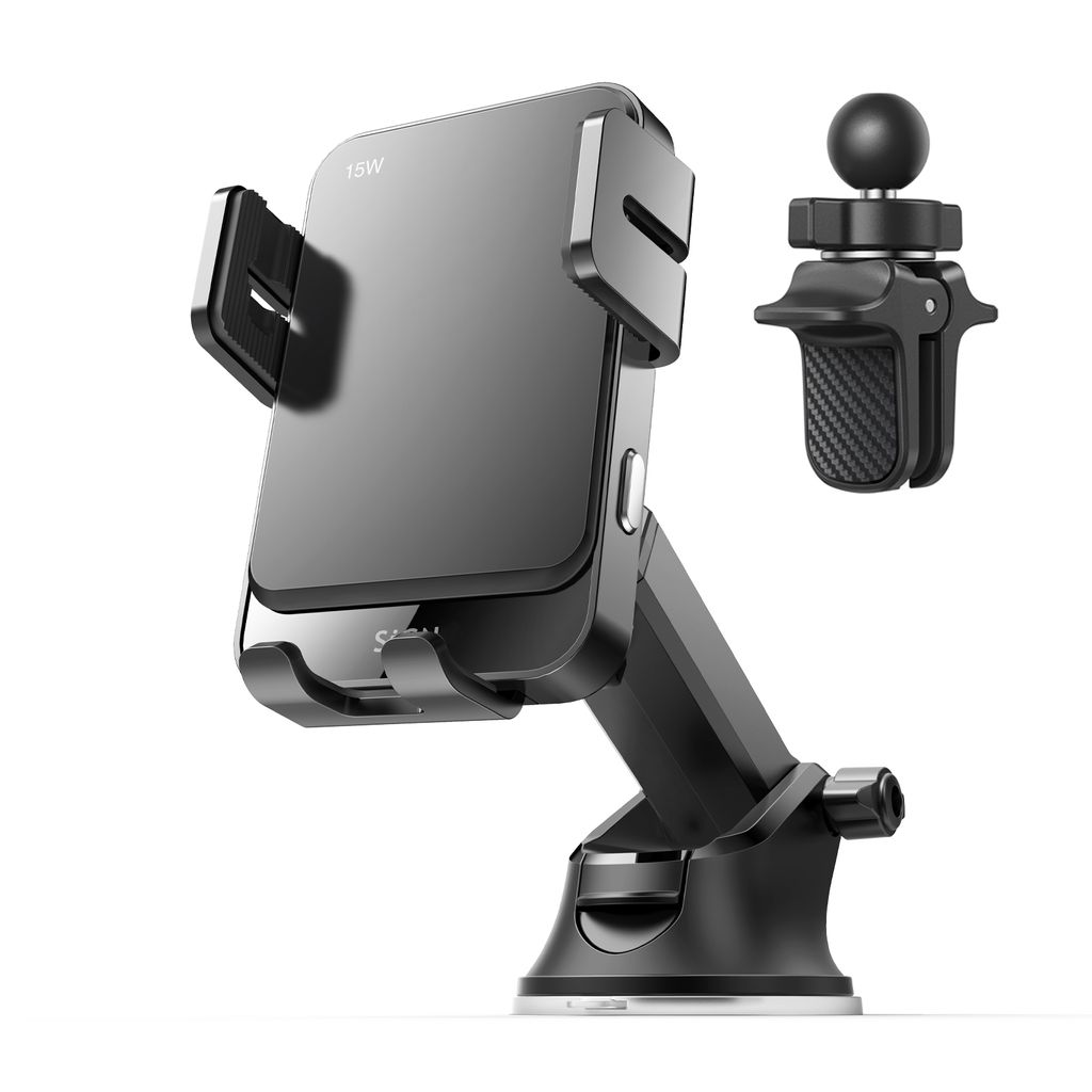SiGN Bilholder til Smartphones med Trådløs Opladning, 4,7"-6,8" - Sort
