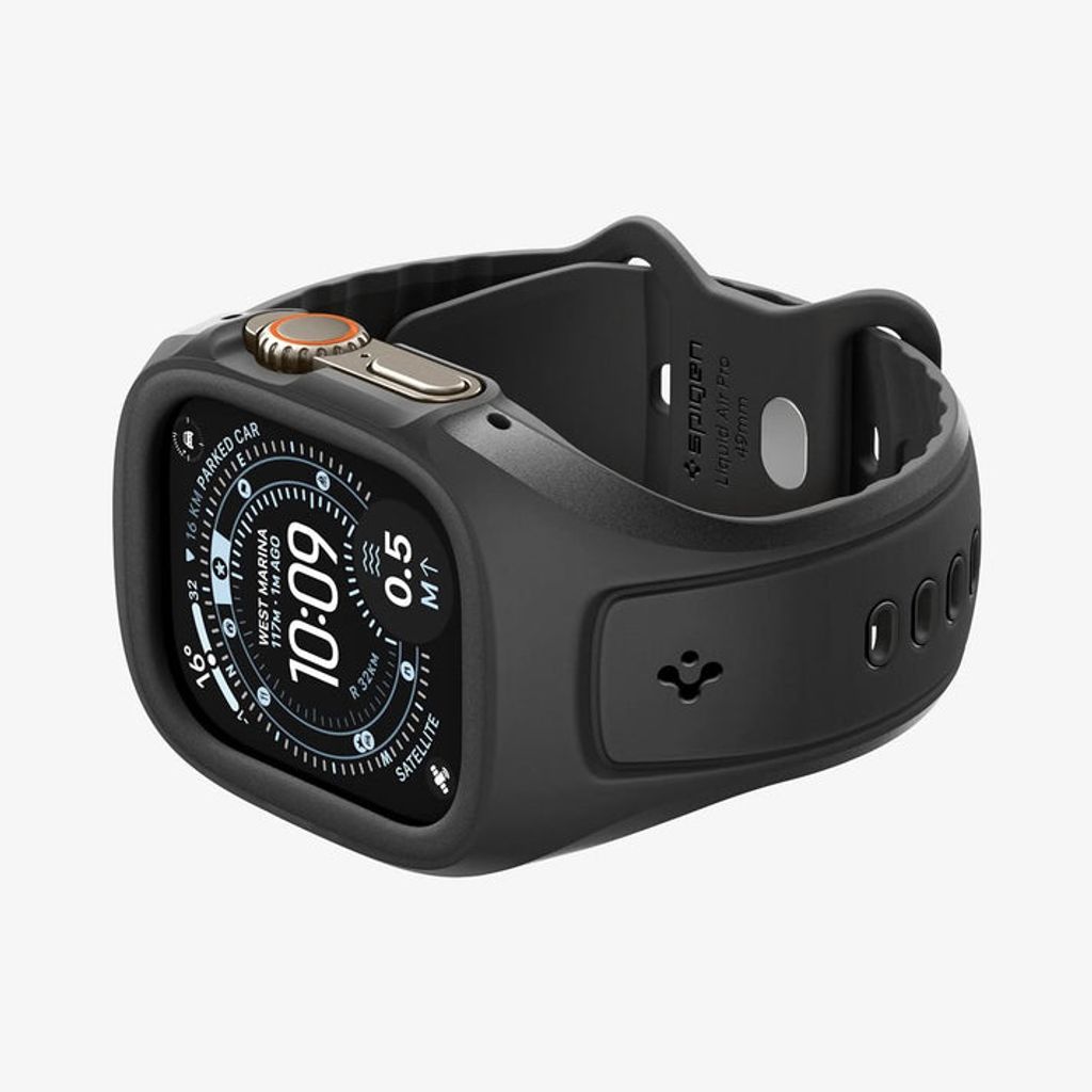 Spigen Apple Watch Ultra 4/3/2/1 49mm Kellonranneke & Kuori Liquid Air Pro - Musta