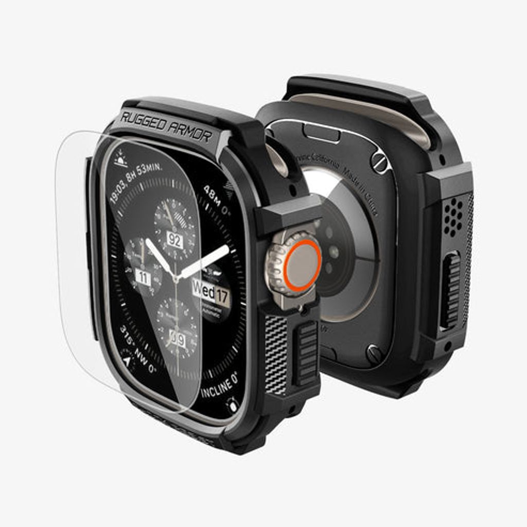 Spigen Apple Watch Ultra 4/3/2/1 49mm kuori Rugged Armor näytönsuojalla  - Musta