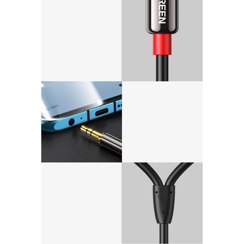 UGREEN AV116 3.5 mm till 2 x RCA ljudkabel, 1 m – svart