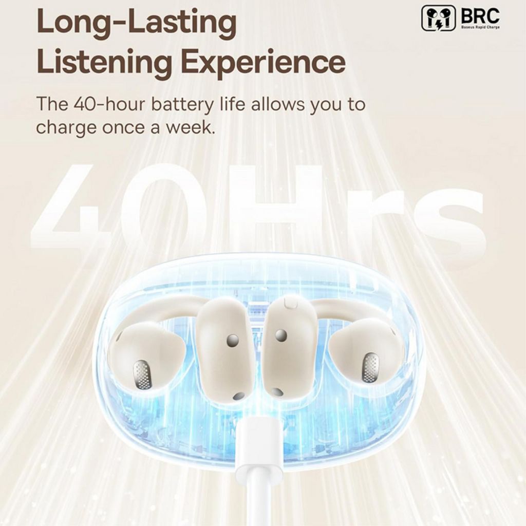 Baseus Bowie MC1 open-ear trådlösa hörlurar – vit