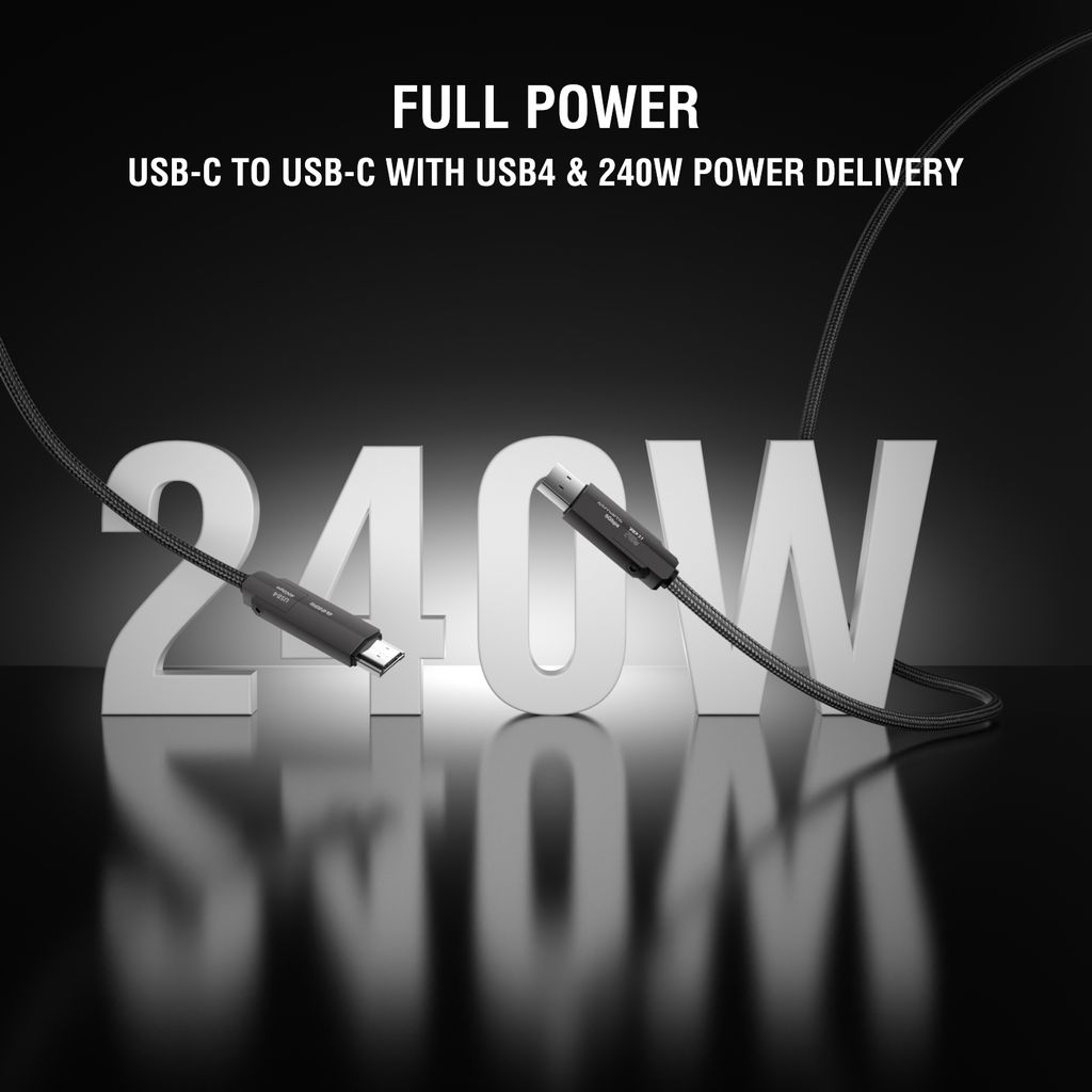 4Smarts ComboCord USB4/USB-C till HDMI/USB-C kabel 240W, 1.5 m – svart