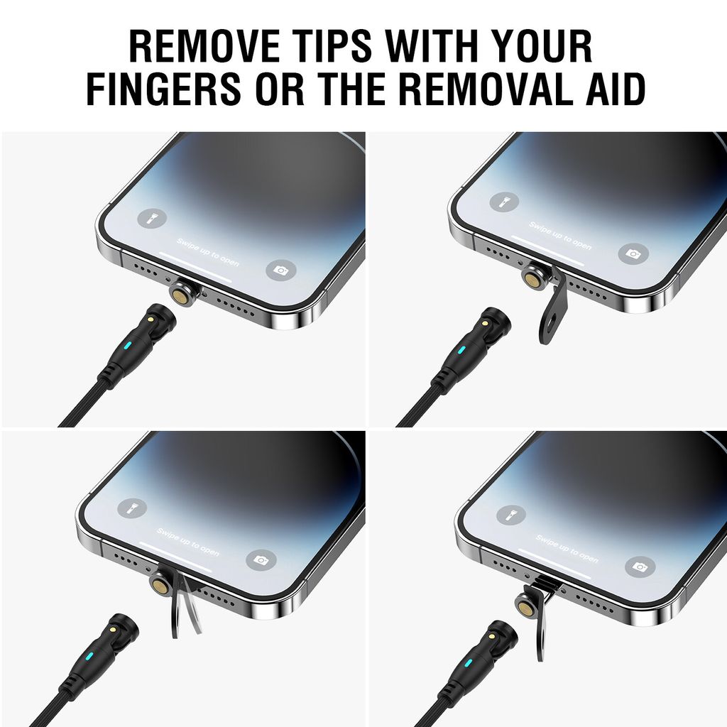 4Smarts GravityCord USB-C 540° magnetiskt kabelset 240W 1,8m – svart