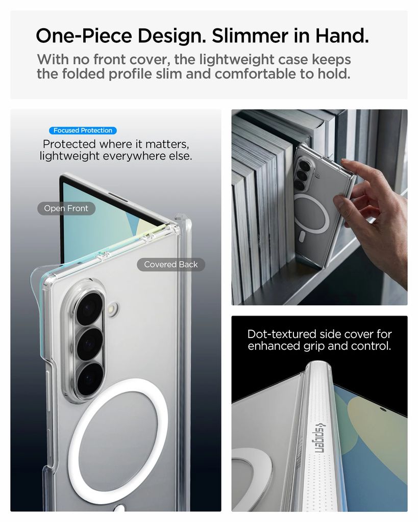 Spigen Airskin Zero MagFit Deksel til Samsung Galaxy Z Fold8 Ultra - Gjennomsiktig/hvit