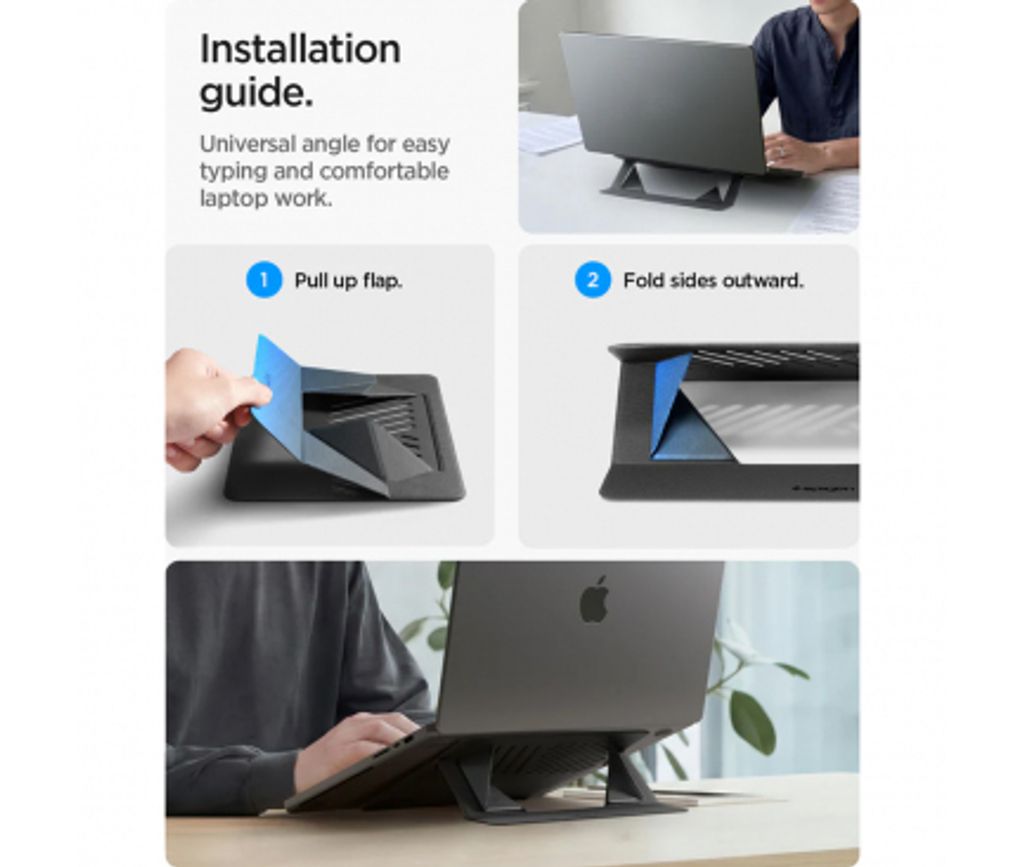 Spigen Slim Fold skrivbordsstativ för laptop upp till 14" LD201-S6 – svart
